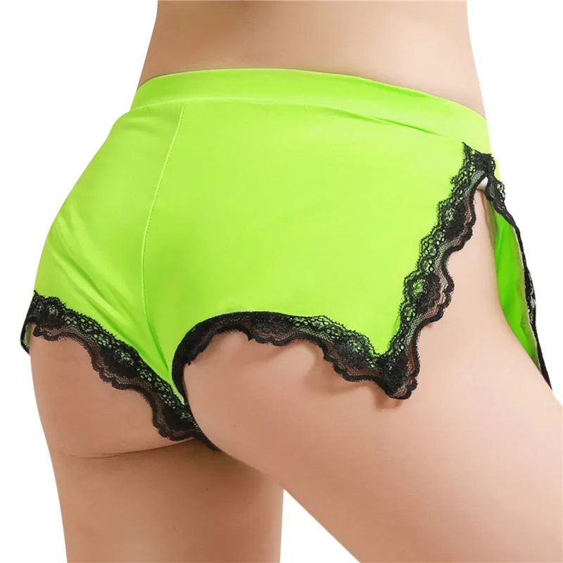 Women Sexy Lace Home Shorts Trend Solid Color Lace Fitness Leggings 2024 New Tight Split Gym Shorts