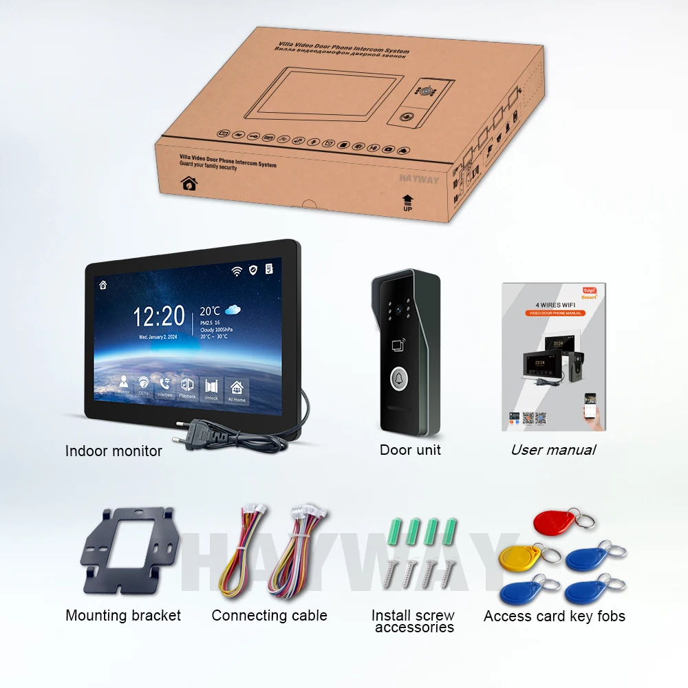 10 inch video  intercom 1080P doorbell for home TUYA app Wireless Wifi Video Doorphone System unlocking, etc