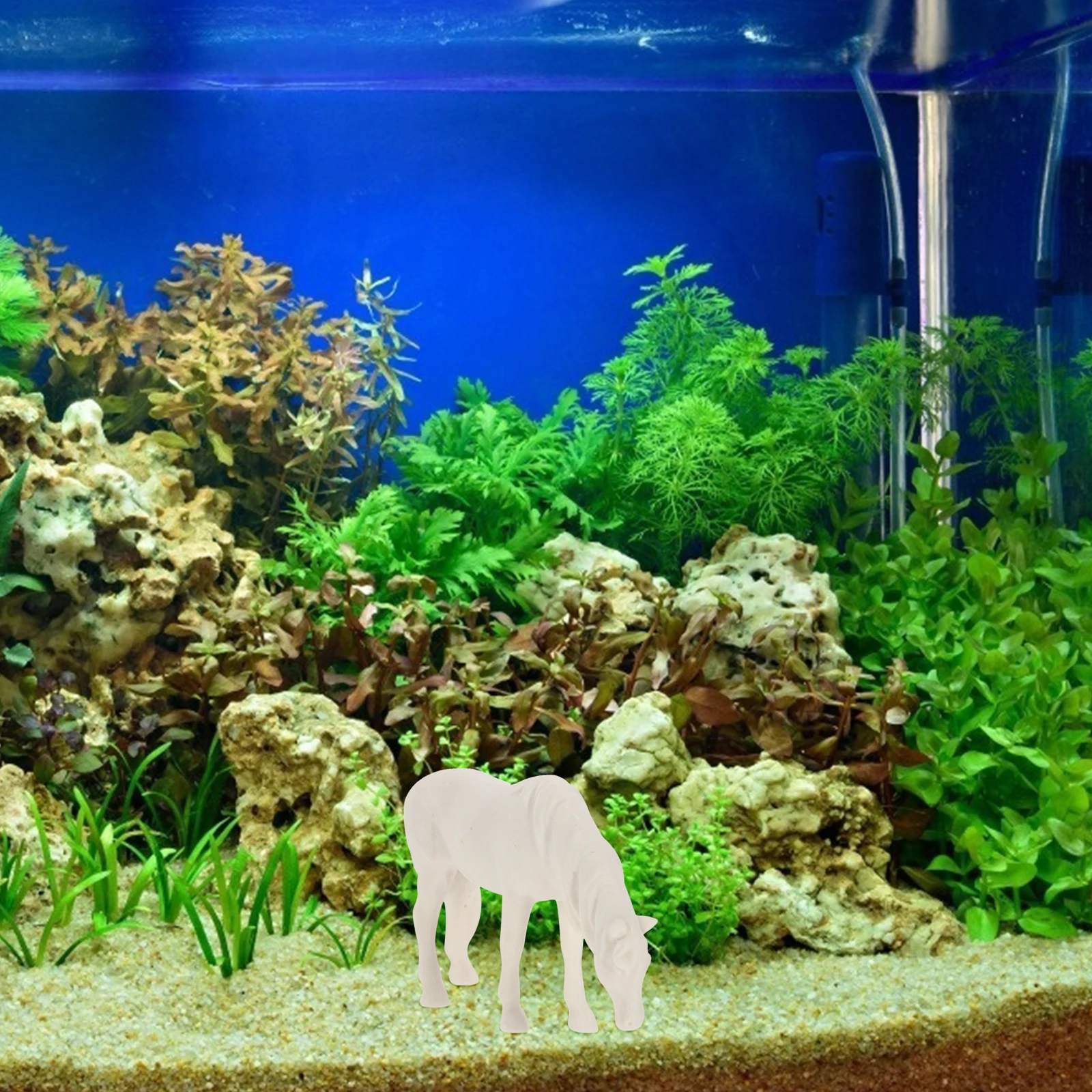

White Resin Mini Horse nament for Fish Tank Aquarium Reptile Box Decor Durable Compact Pet L scaping Toy Simulation