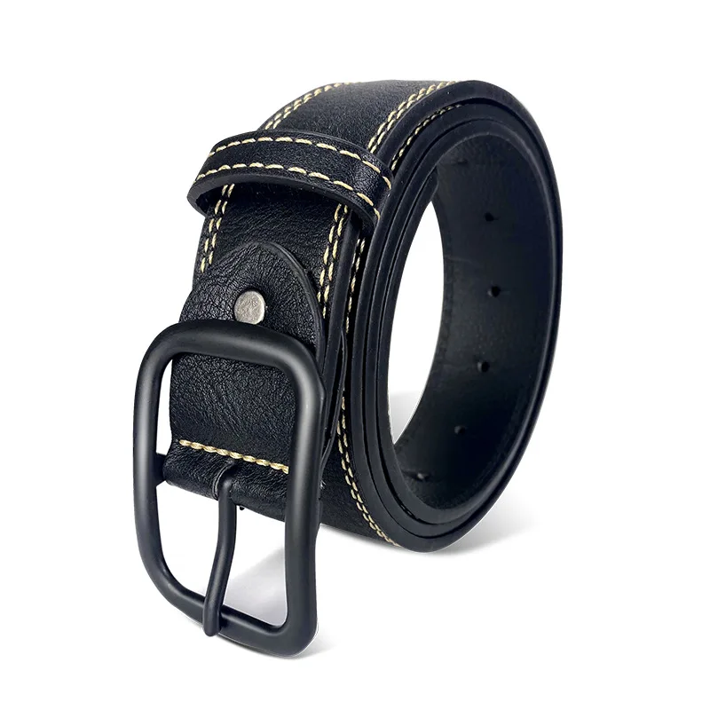 3.8cm Alloy Pin Buckle Men's Belt  All-match Jeans Decoration Ins Style Fashion Simple Black Youth Belt