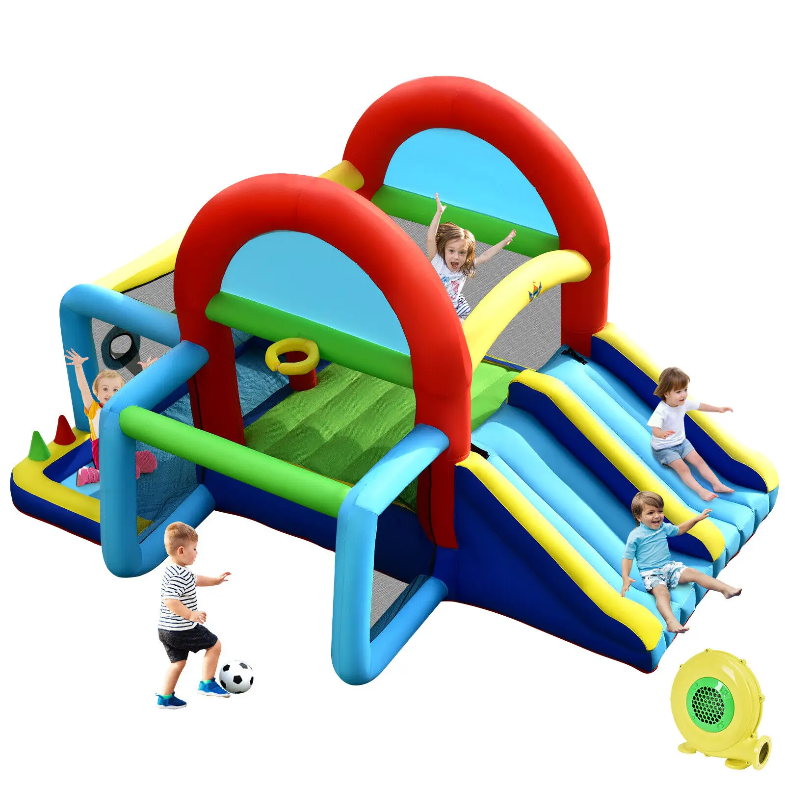 Inflatable Bounce House Kids Bouncy Castle Climbing Wall 480W Blower included