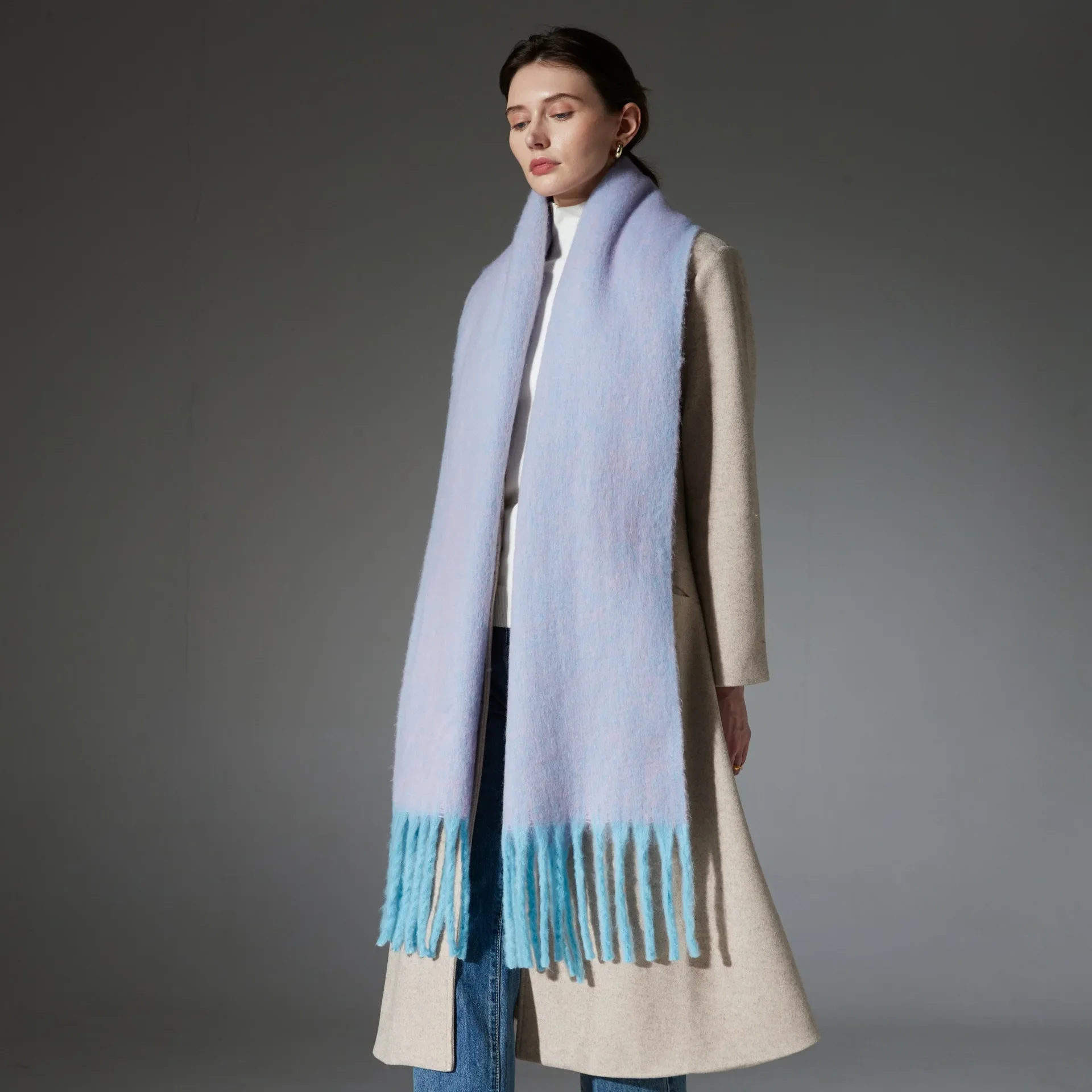 2024autumn and winter new foreign trade circle yarn coarse tassel flower women's scarf thickened and warm worn with trendy shawl image 2