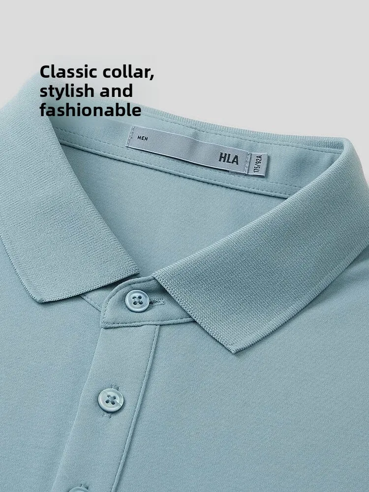 HLA Hailan Home Lord Riley Collaborative Vintage  Shirt Business Casual Men's Short Sleeve Knitted Cotton Blend Top