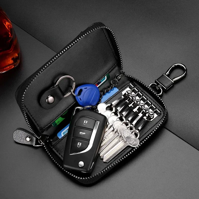 Brelok z prawdziwej skóry Unisex futerał na klucze wielofunkcyjny Organizer portfel etui inteligentny gospodyni mały samochód etui na klucze etui na klucze — zdjęcie 4