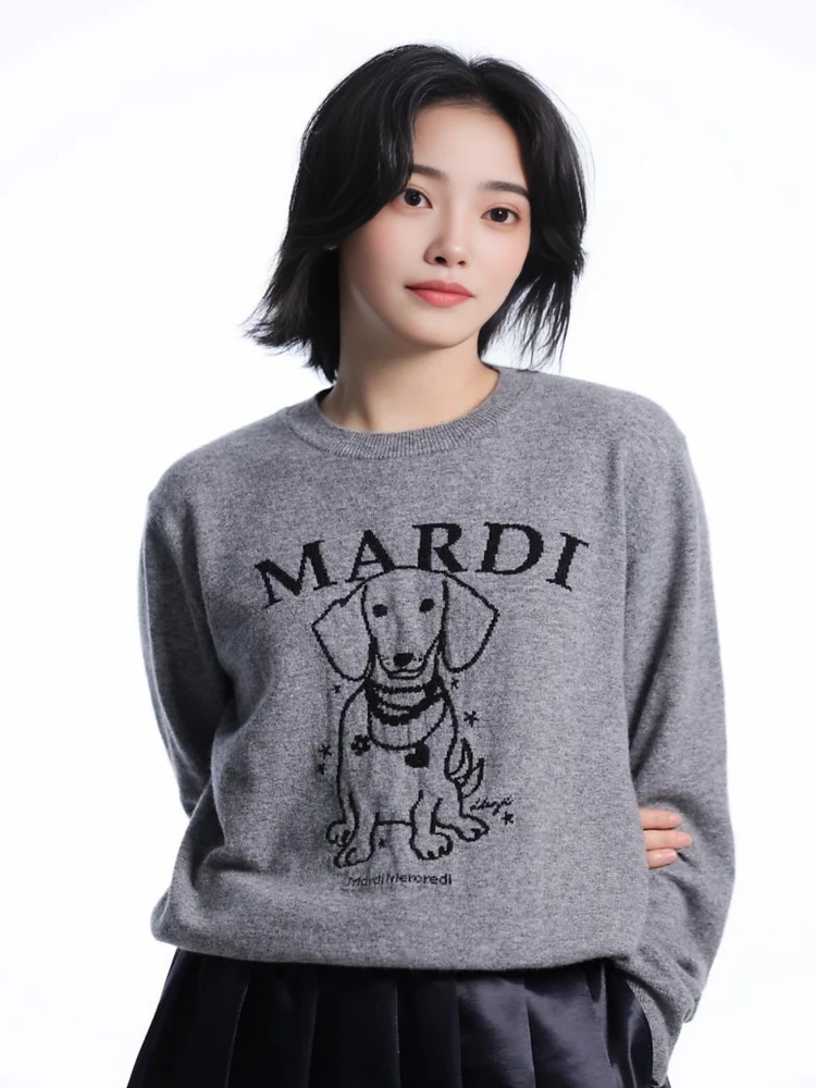 

Trendy Casual Loose Knitted round Ne Sweater Women's Comfortable All-Match Long Sve Cotton Blend Thermal Top