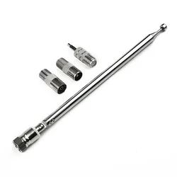 Rod Antenna Telescopic DAB FM Radio Aerial W 3 Adapter HiFi AV Receiver Mini Radio Antenna Replacement Telescopic Screw