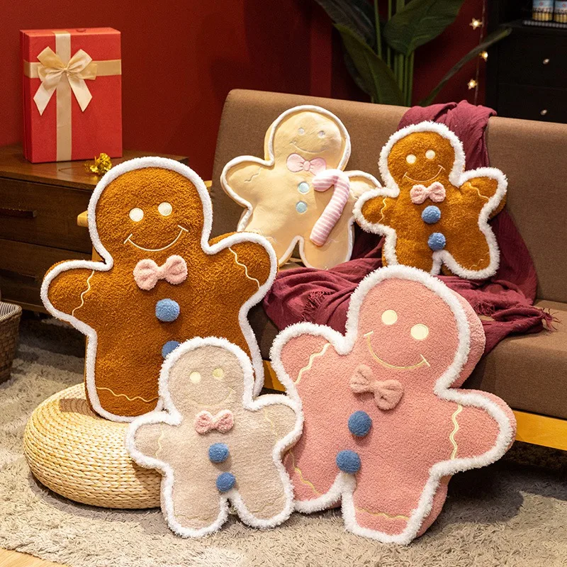 40/55cm Cartoon Christmas Gingerbread Man Plush Doll Pillow Colorful Teddy Biscuit Cookie Plush Toy Home Decor Gift For Kids