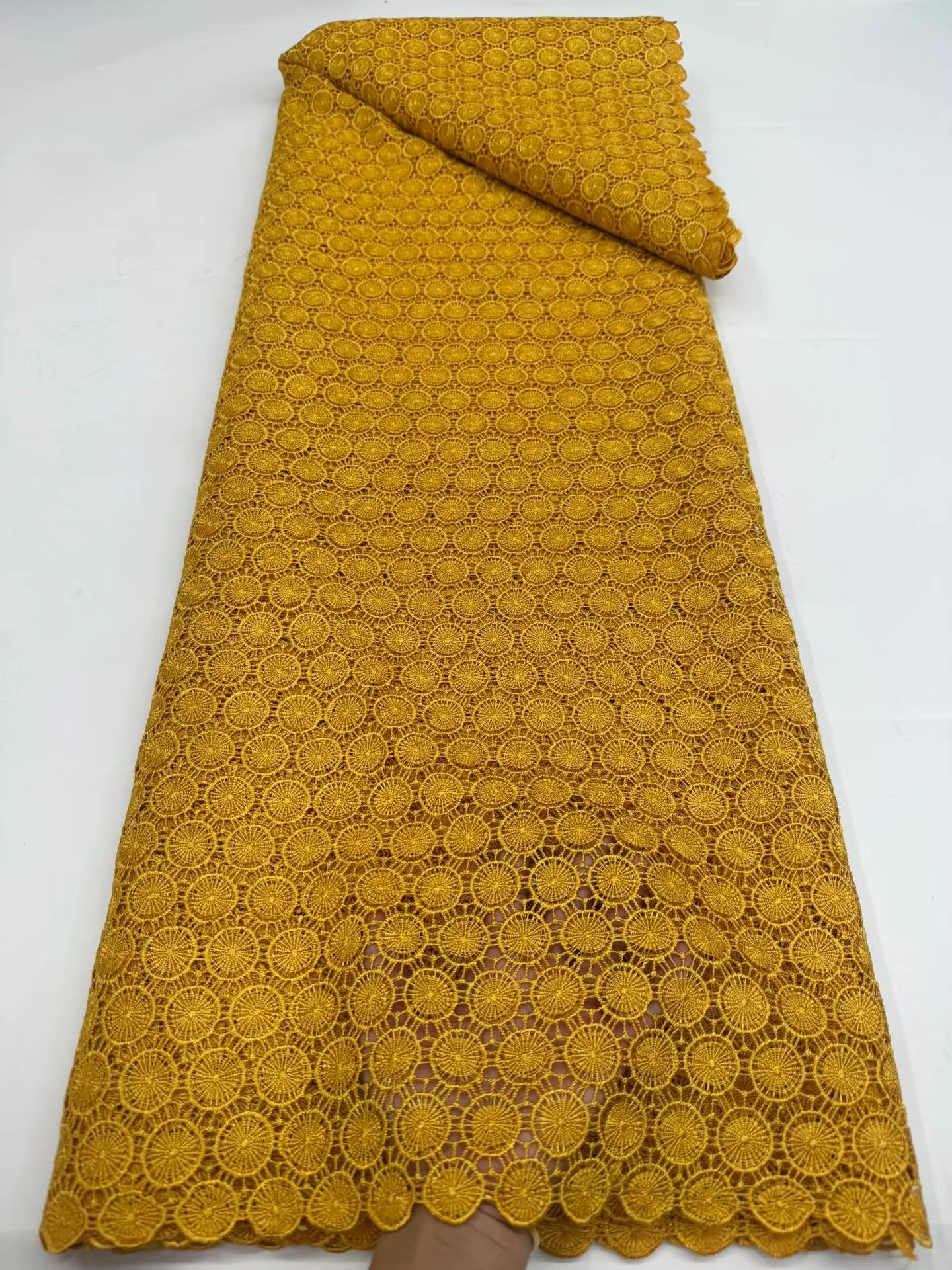 Tela de Encaje Africano Guipur de Alta Calidad, Soluble en Agua, 5 Yardas, para Vestidos de Fiesta de Mujer, RF68-14