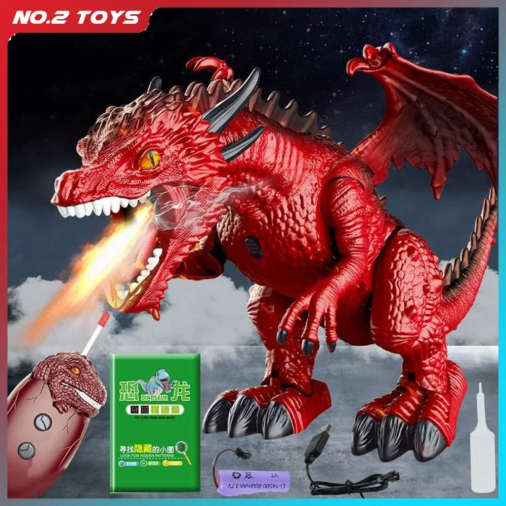 

2.4G Remote Control Dinosaur Kids RC Electric Walking Spray Dinosaur Simulation Velociraptor Toy With LED Light Music Gifts