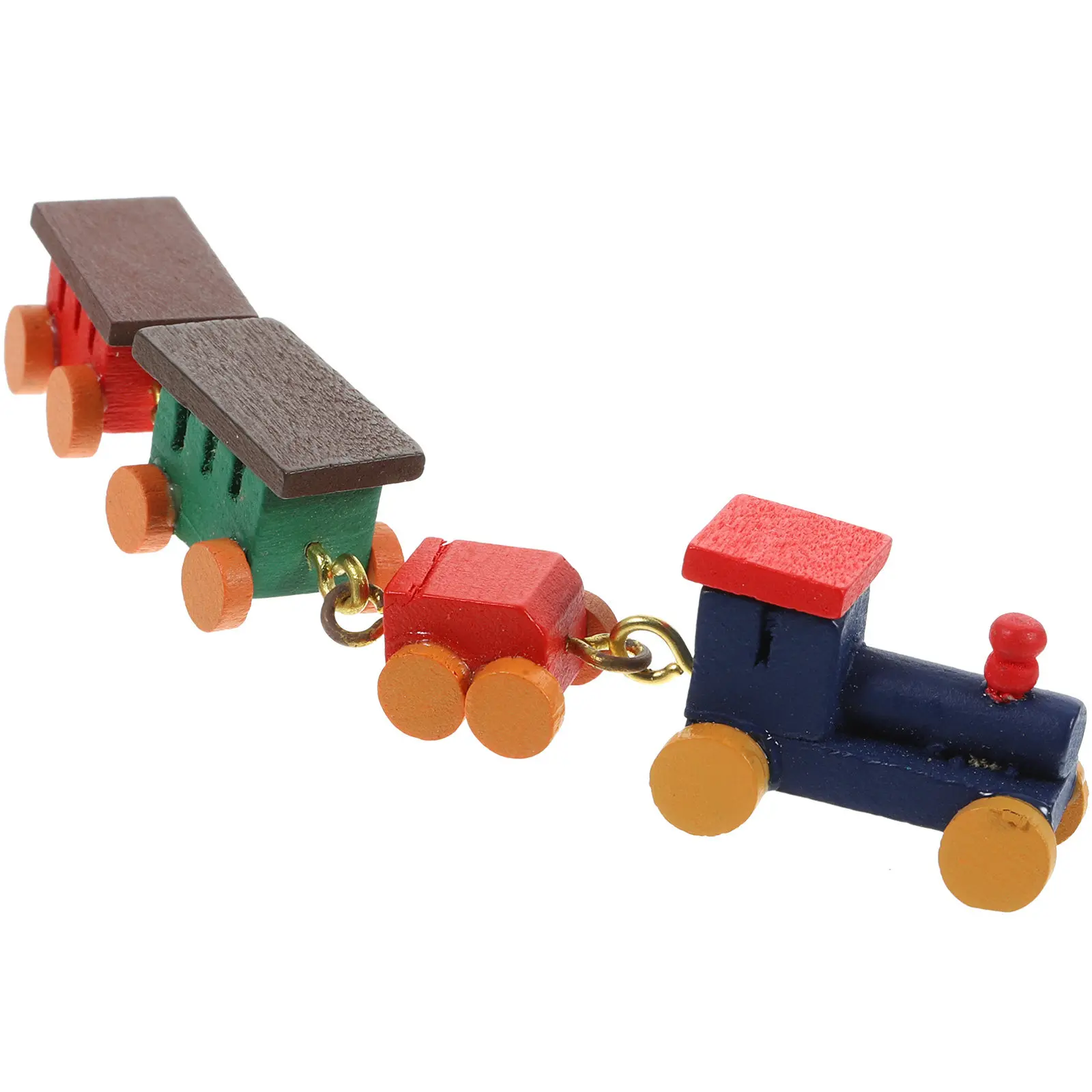 

Wooden Mini Train Craft Smooth Round Edge Decorative Miniature Train Ornament for Home Office Kindergarten Bar Decoration