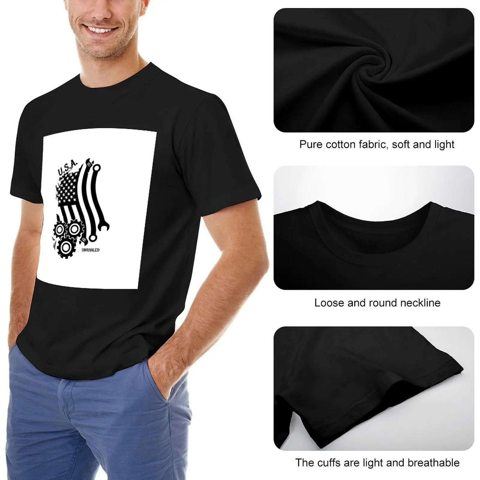 American flag mechanic T-Shirt plus sizes sweat new edition essential t shirt Men's t-shirt image 5
