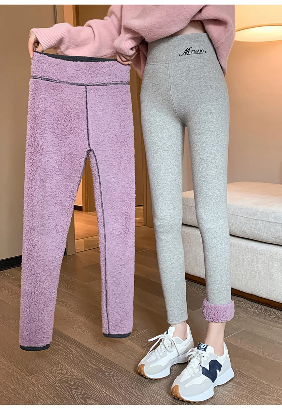 Mit Fleece gefütterte Themal-Leggings, Thermohose, warme, dicke Strumpfhose, Fleece-Strumpfhose, Beinwärmer, Kältebeständigkeit, gehen im Freien für den Winter – Detail 12