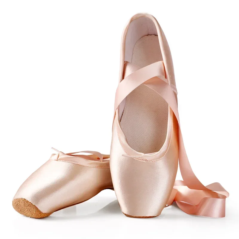 Lace-up Ballet Shoes Toe Female Performance Indoor Children's Exercise Adult Soft-soled Satin Pointe Shoes 2024