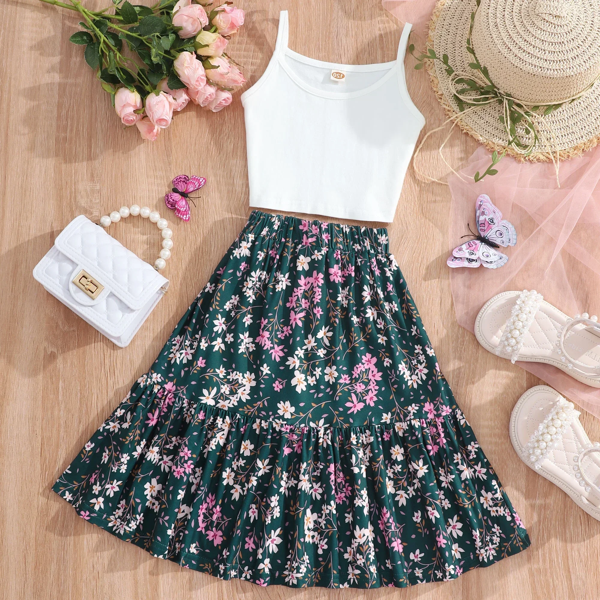 

Летний детский комплект одежды для девочек, комплект из 2 предметов, модная одежда для девочек, детское платье, костюм, однотонный топ, детская одежда 4-9 лет