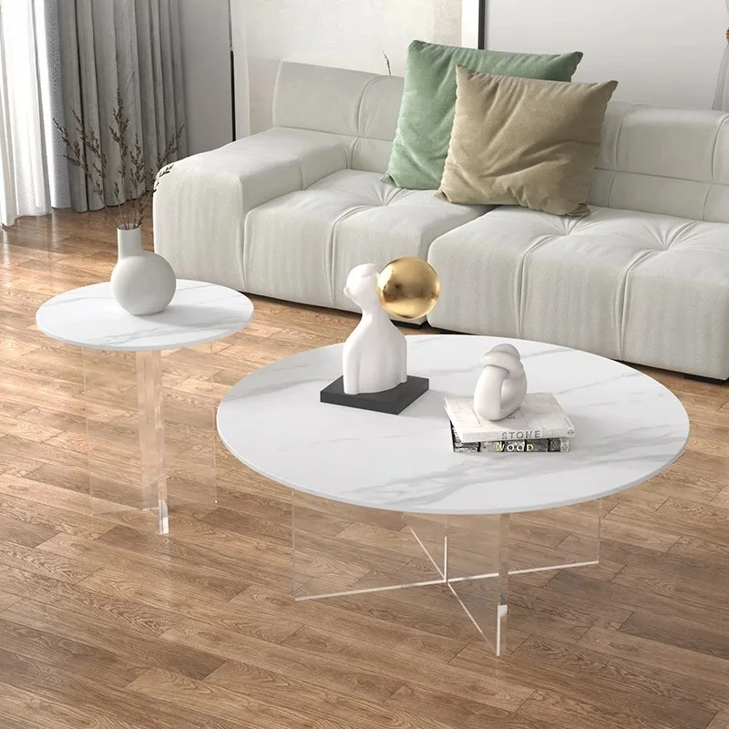 Acrylic suspended rock slab coffee table combination Nordic minimalist transparent tea table edge table