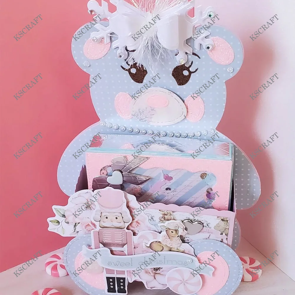 KSCRAFT Bear Pocket Tag Cutting Dies Stencils for DIY Scrapbooking Decorative Embossing DIY Paper Cards