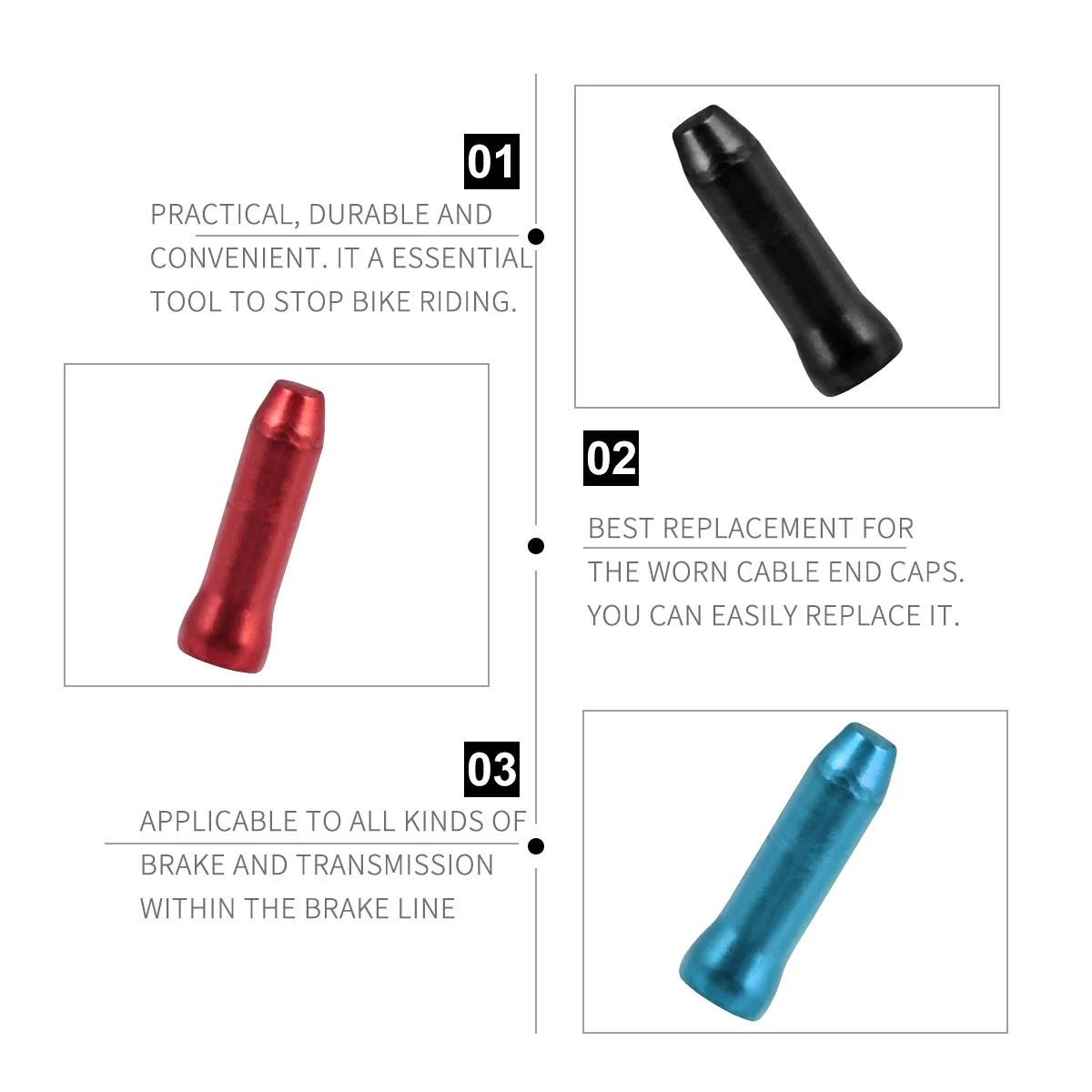 100Pcs Bike Brake Gears Cable End Caps Wine Red Black Silver Blue Green Wire Protection Adjust Brake Accessory