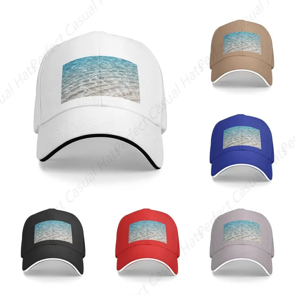 

High Quality Clear Sea Water Printing Sandwich Caps Peaked Caps Trucker Hat Men Women Outdoor Sport Travel Sun Visor