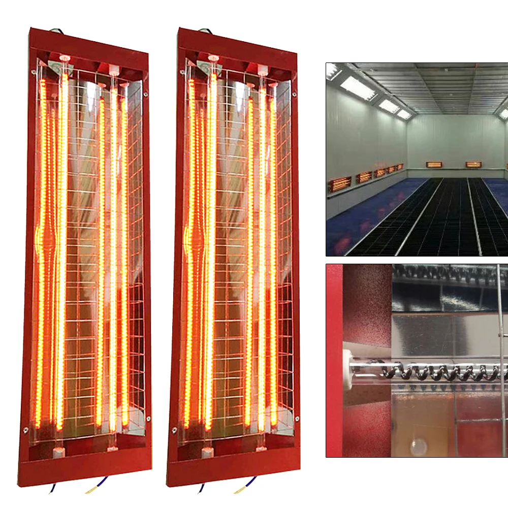 Infrared Spray Baking Booth, Paint Curing Lamp, Red Light, Auto Heating Dryer, 2PCs, 2000W