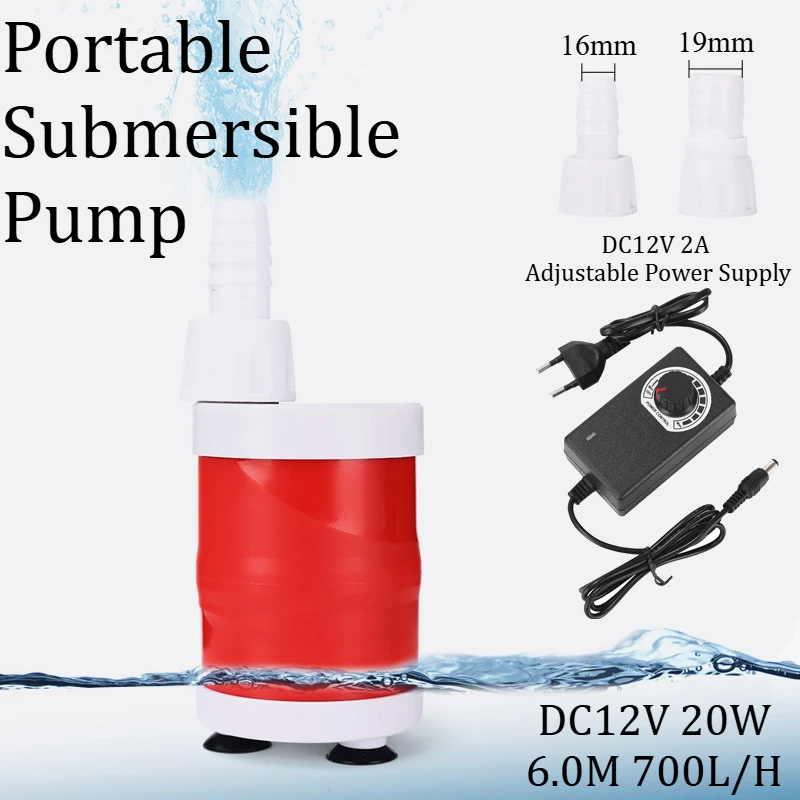 

Портативный всасывающий насос, водяной насос постоянного тока, 12 В, погружной насос, циркуляционный фильтр для аквариума/фонтана с регулируемым источником питания