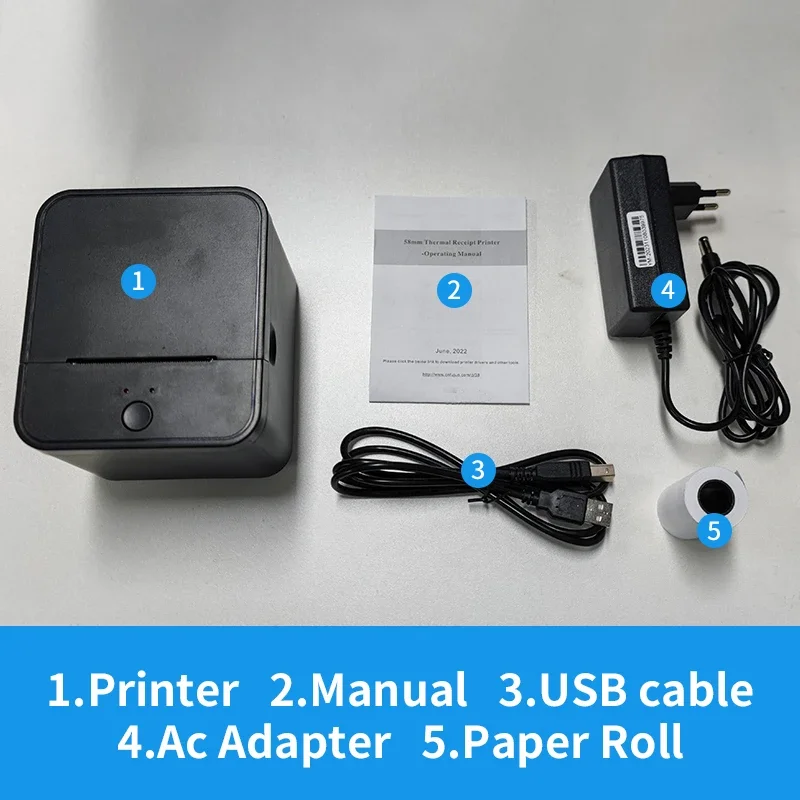 يمكن توصيل طابعة الإيصالات الحرارية HZTZ مقاس 58 مم لنظام Android iOS Windows بسجل النقدية مناسبة لتقديم الطعام، فائقة