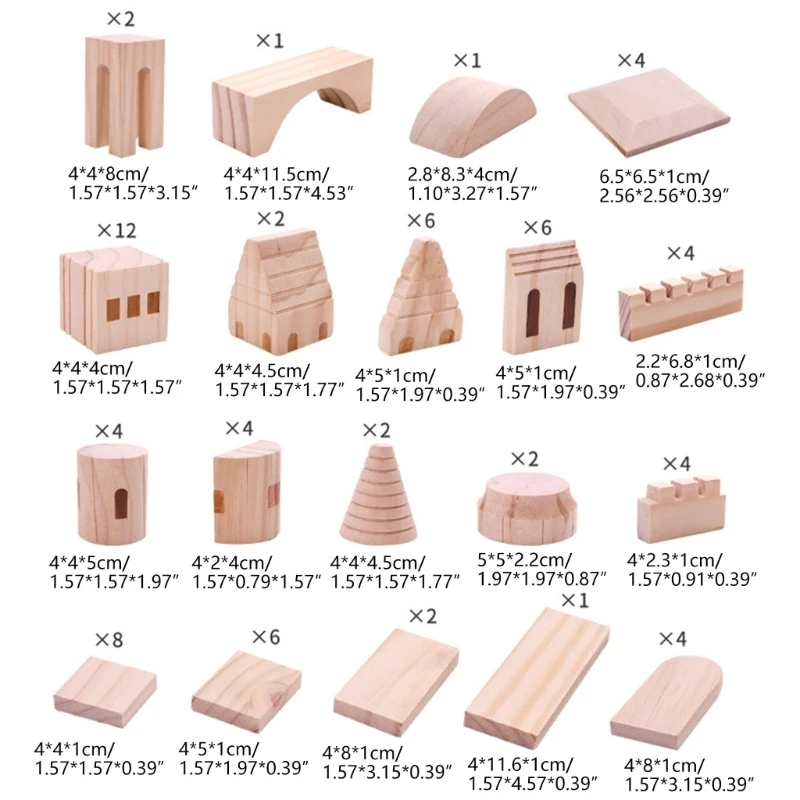나무 장난감 스태킹 성 빌딩 블록 교육 장난감 소년 소녀 아기 선물 P31B