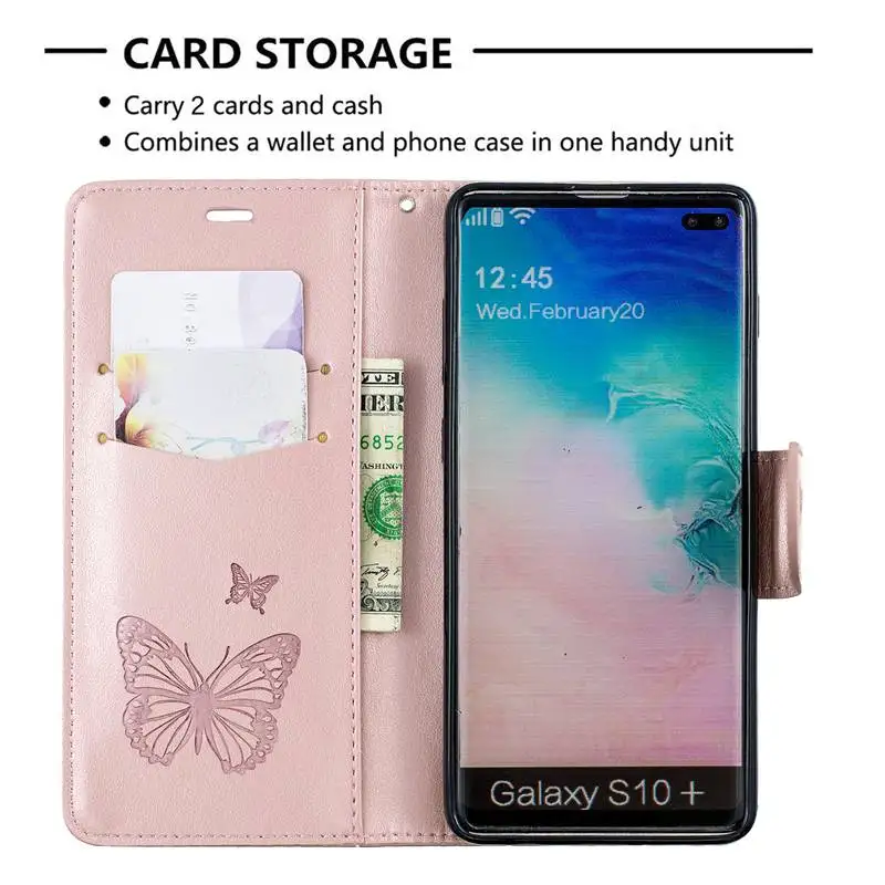 Wallet Butterfly Embossed Flip Leather Case For Galaxy S10 Plus S20 FE S21 S22 Ultra S23 A04s A13 A14 A33 A34 A51 A52 A53 A54
