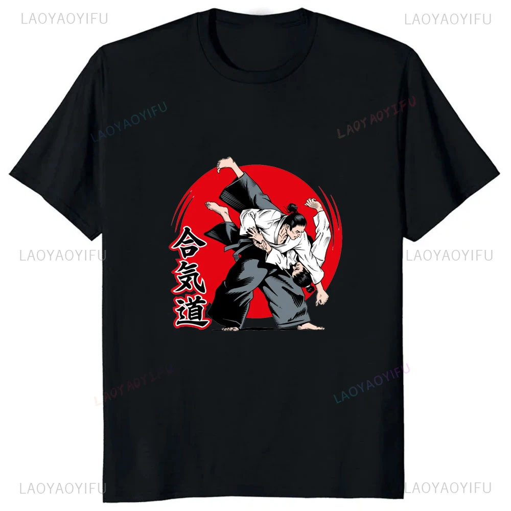 Aikido Japan Wushu Printed Graphic Harajuku Style Man T-shirt Take Exercise Fitness Casual Fashion Comfort Hipster GYM T Shirt