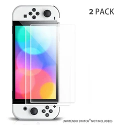 DATA FROG 2PCS Tempered Glass Screen Protector Compatible Switch OLED 9H HD Clear Glass Film for Switch OLED