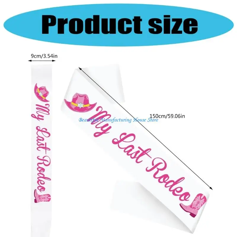 Faja despedida soltera satinada con estampado letras rosas E56A con diseño ajustable para rodeos, espectáculos, y