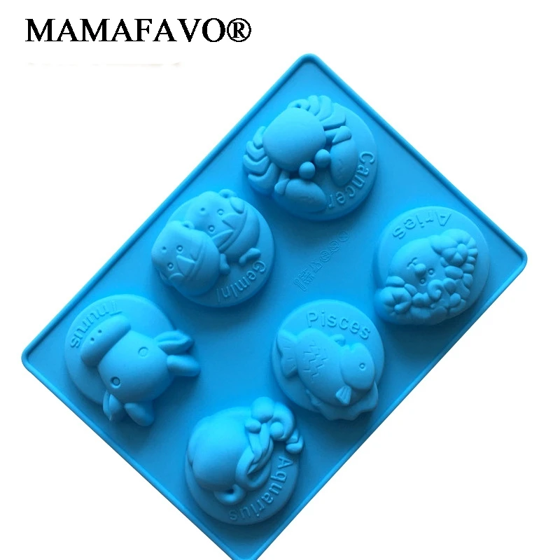 2 Types The Signs Of The Zodiac Silicone Cake Mold 12 Constellations 6 Holes Bakeware Candy Fondant Pudding Cookie Mould H982