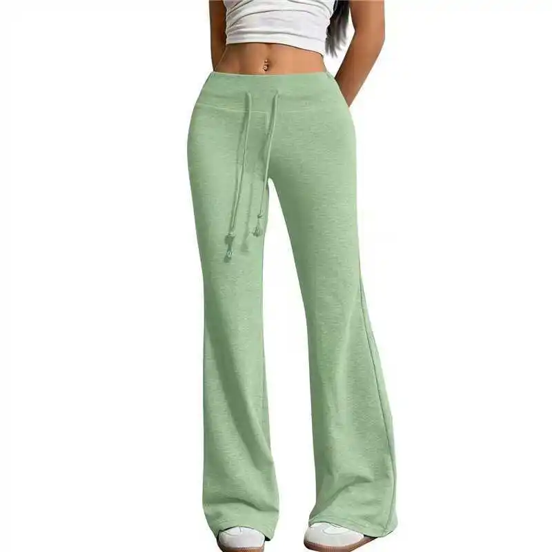 Damen-Hose mit hoher Taille, fließendem Schnitt, Kordelzug, weitem Bein, lässiger Sport-Sweatpants, lockere Passform, Streetwear, weich, Sommermode. – Detail 15