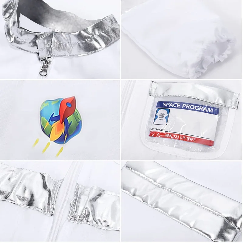 Kids Space Jumpsuit Astronaut Gloves Children's Costume Holiday Party Kids Cosplay Costume Halloween Adventure Boys Girls Set