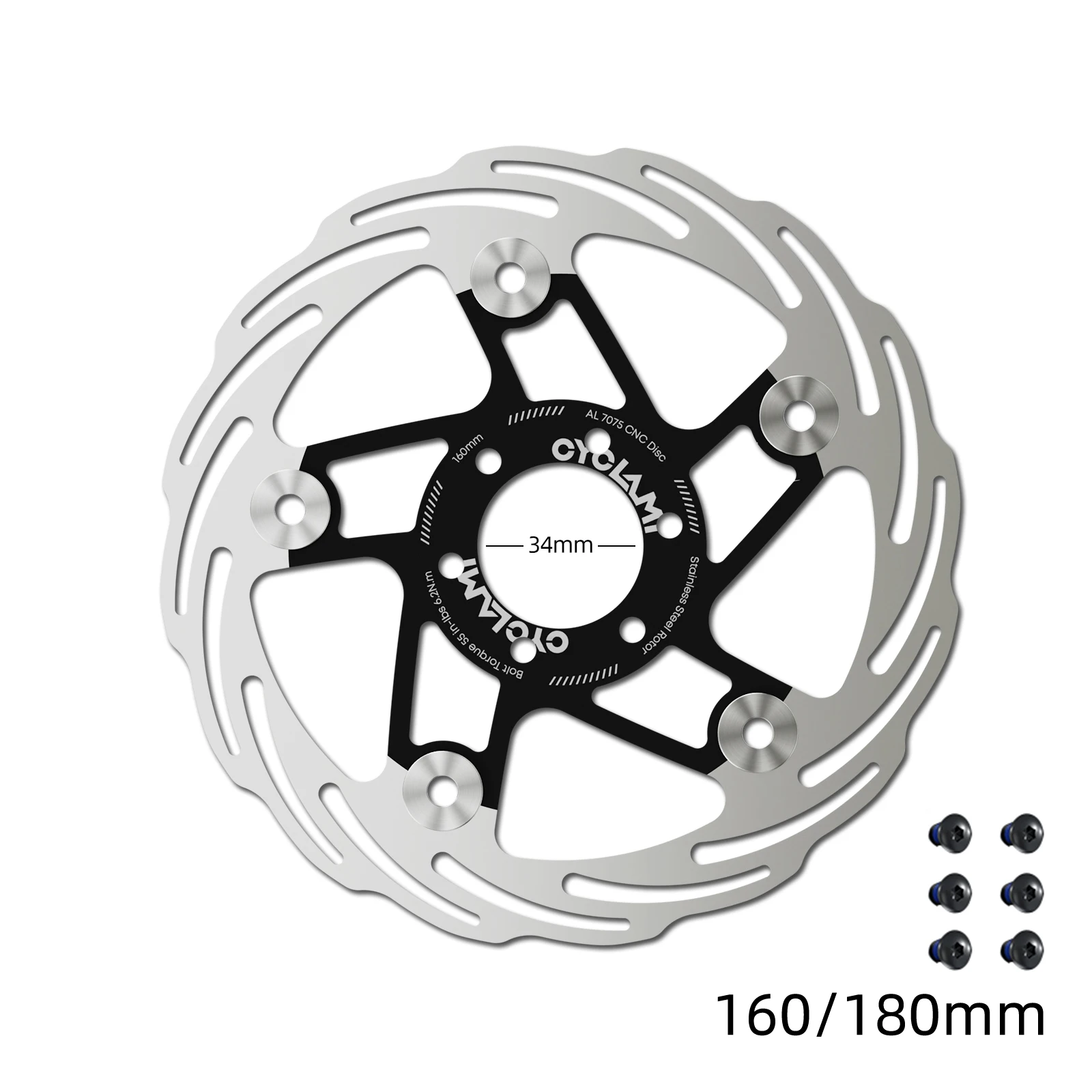 CYCLAMI 6 Bouten Remschijf Fiets Remrotor 160mm 180mm Hydraulische Hoge Sterkte Road MTB Drijvende Rotor Fiets deel Schijfrem