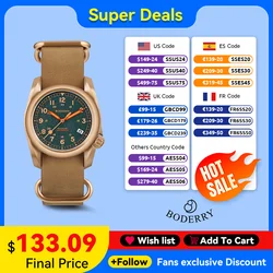 Boderry VOYAGER relojes de campo caja de bronce reloj mecánico automático 100M reloj impermeable reloj de pulsera militar Vintage para hombre