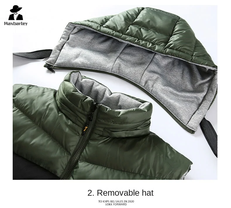 2024 neue Winter jacke Weste Herren marke farblich abgestimmte doppelseitige Daunen Baumwolle Warm mantel Outdoor Sport abnehmbare Kapuzen weste