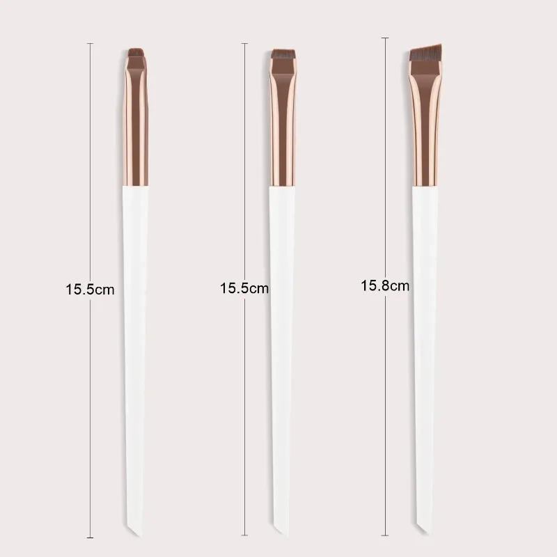 Set di pennelli per eyeliner ultra fini da 3 pezzi, inclusi punta dritta, angolata, piegata, adatta per il trucco