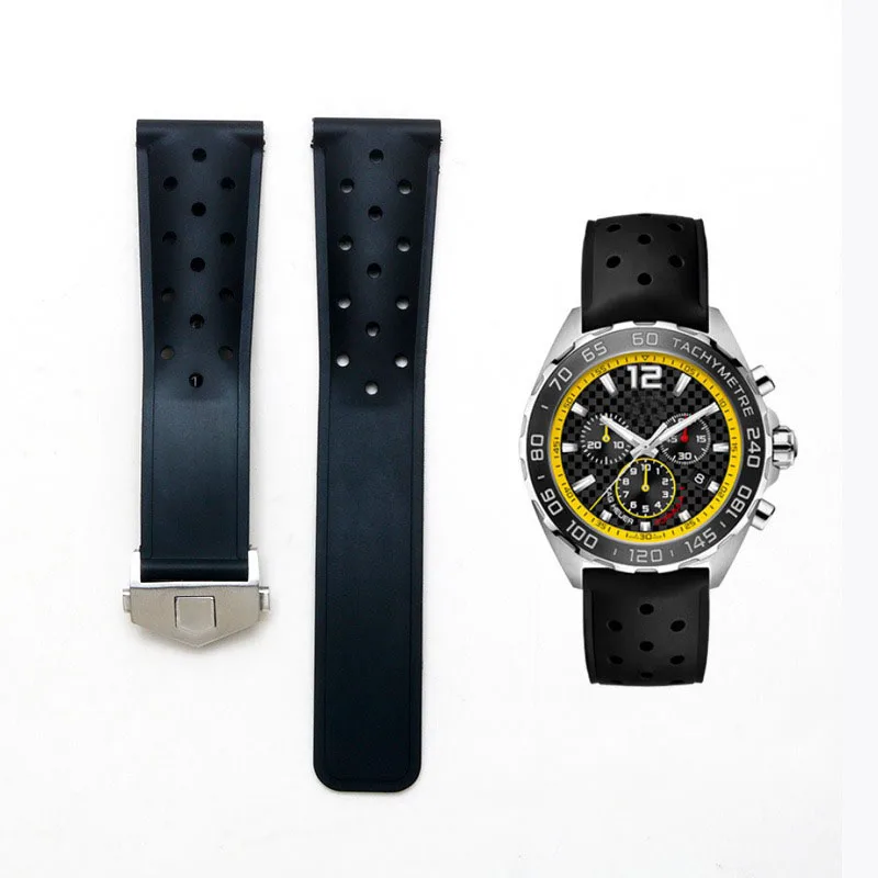 22mm Waterproof Rubber Silicone Watch Strap for TAG HEUER MONACO Strap CARRERA FORMULA 1 Men Watchband Acces