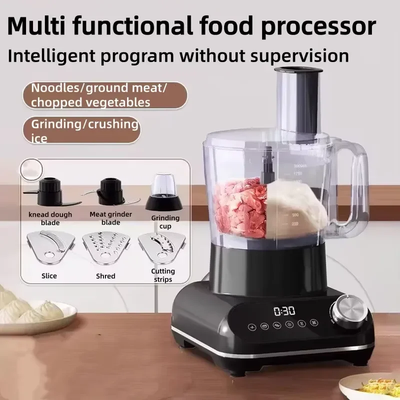 Multifunctional Food Processor All-in-One Kitchen Machine for Meat Grinding Dough Kneading Slicing Shredding Ice Crushing