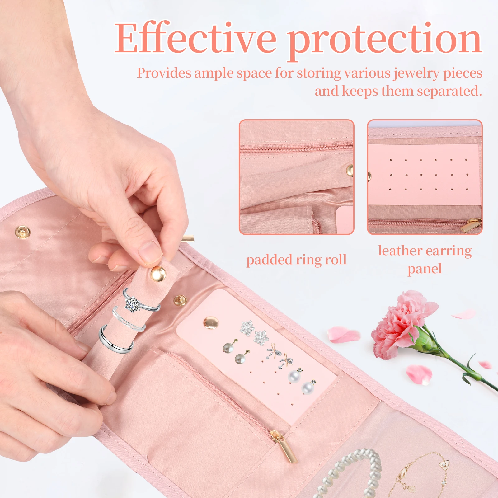 Foldable Travel Jewelry Bag For Necklace Earrings Rings Jewelry Case Organizer Bracelet Mini Storage Accessory