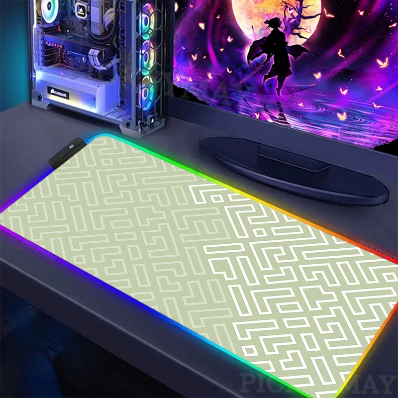 

Geometric LED Gaming Mousepads Green Large Backlight Desk Mats 100x55cm Gamer Mousepad RGB Mouse Pad Luminous Mouse Mat