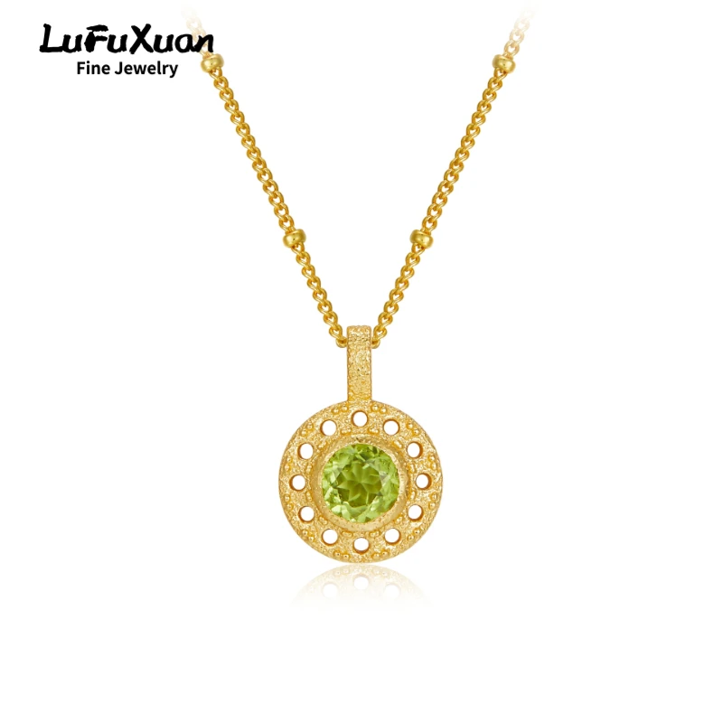 Lufuxuan Sterling Silver 925 natural olivine pendant necklace light luxury women's jewelry holiday gift