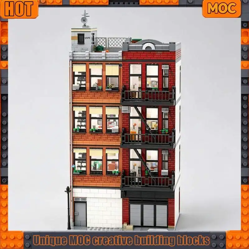 5039 PCS Lower East Side New York Tattoo Shop Taco Restaurant Modular MOC City Street View Model Building Blocks DIY Toy Gifts