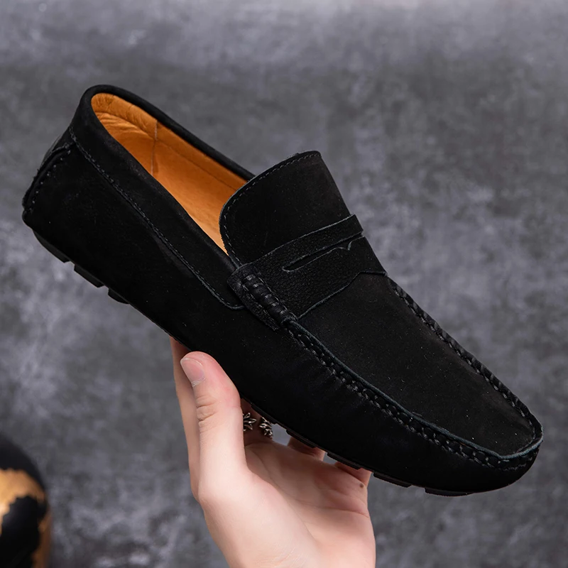 Italian Desgin Men Casual Shoes Summer Genuine Leather Men Loafers Moccasins Slip On Men\'s Flats Breathable Male Driving Shoes