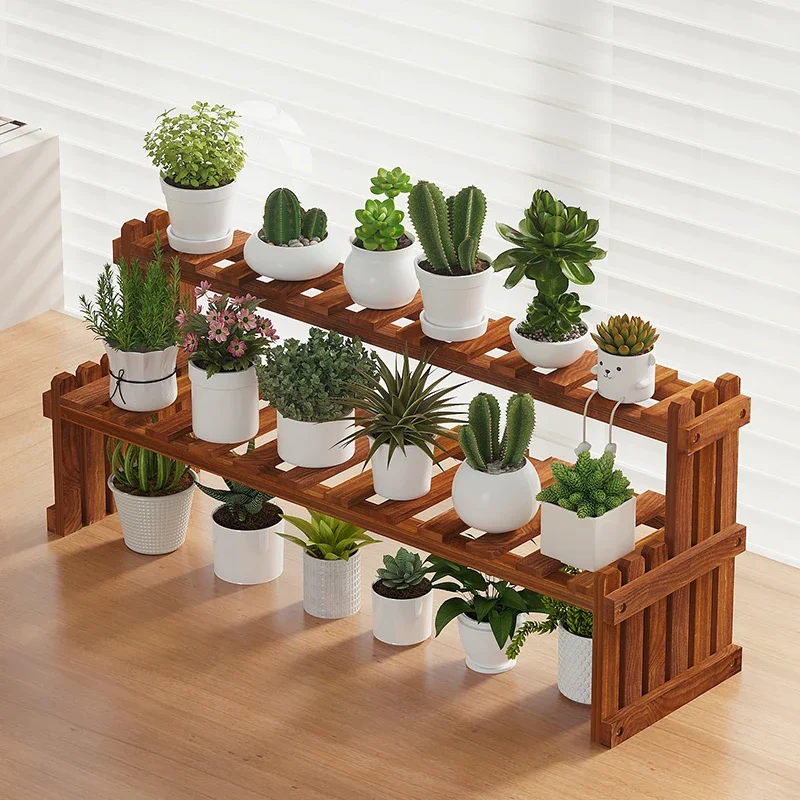 رف زهور خشبي رفوف نباتية غرفة المعيشة عرض موقف الديكور شرفة رف النبات أثاث الحدائق الداخلي Ripiano FYPS