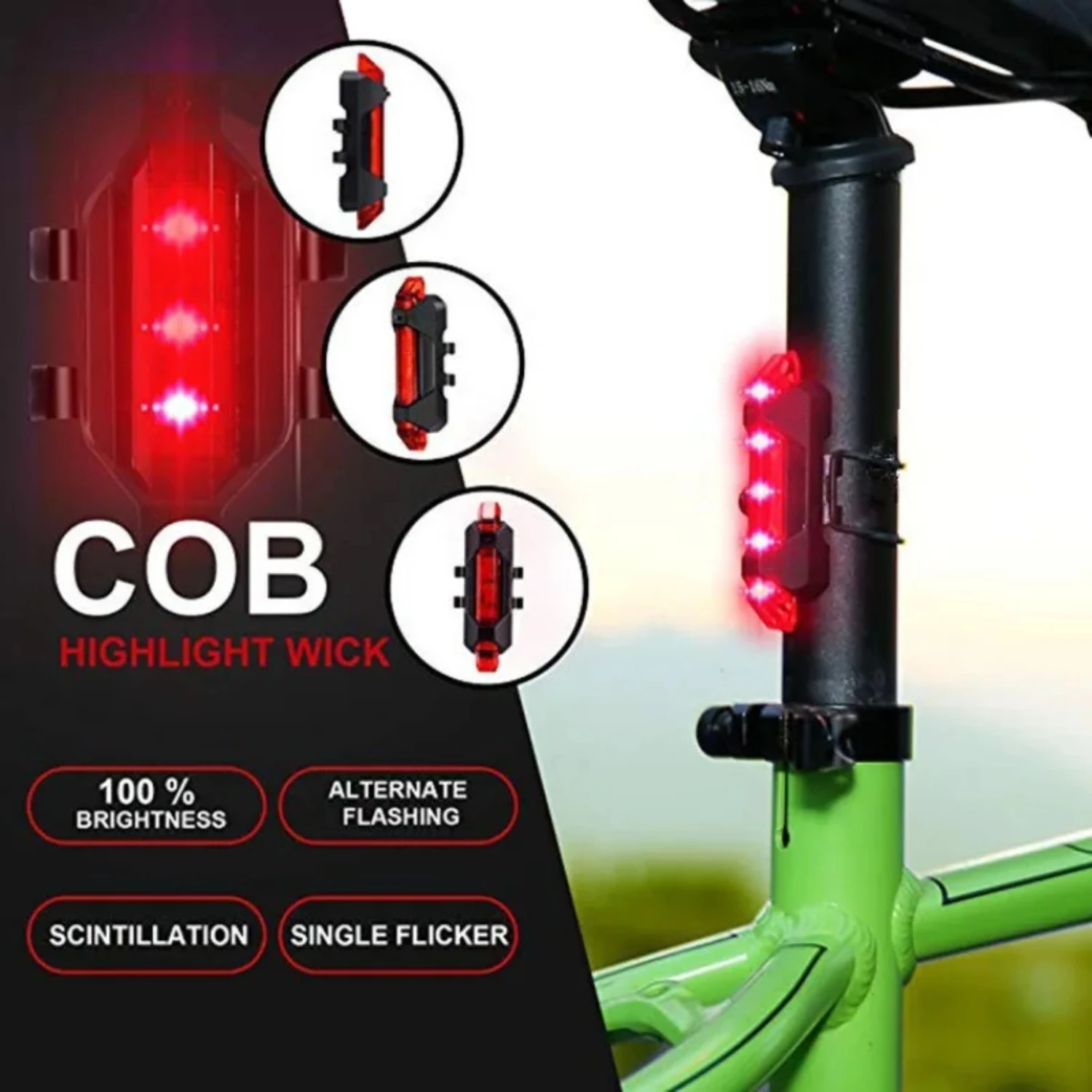 Bicycle Light Waterproof Rear Tail Light  USB Style Rechargeable Bike Cycling Portable Light