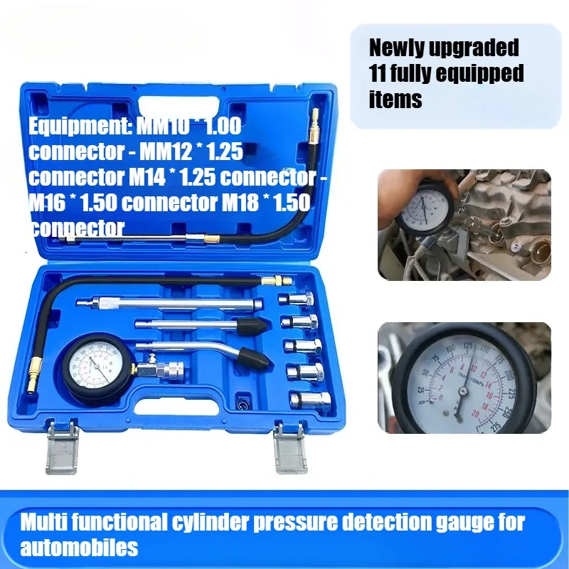 

Автомобильный манометр цилиндра, многофункциональный тестер давления цилиндра, манометр для проверки давления цилиндра автомобильного двигателя