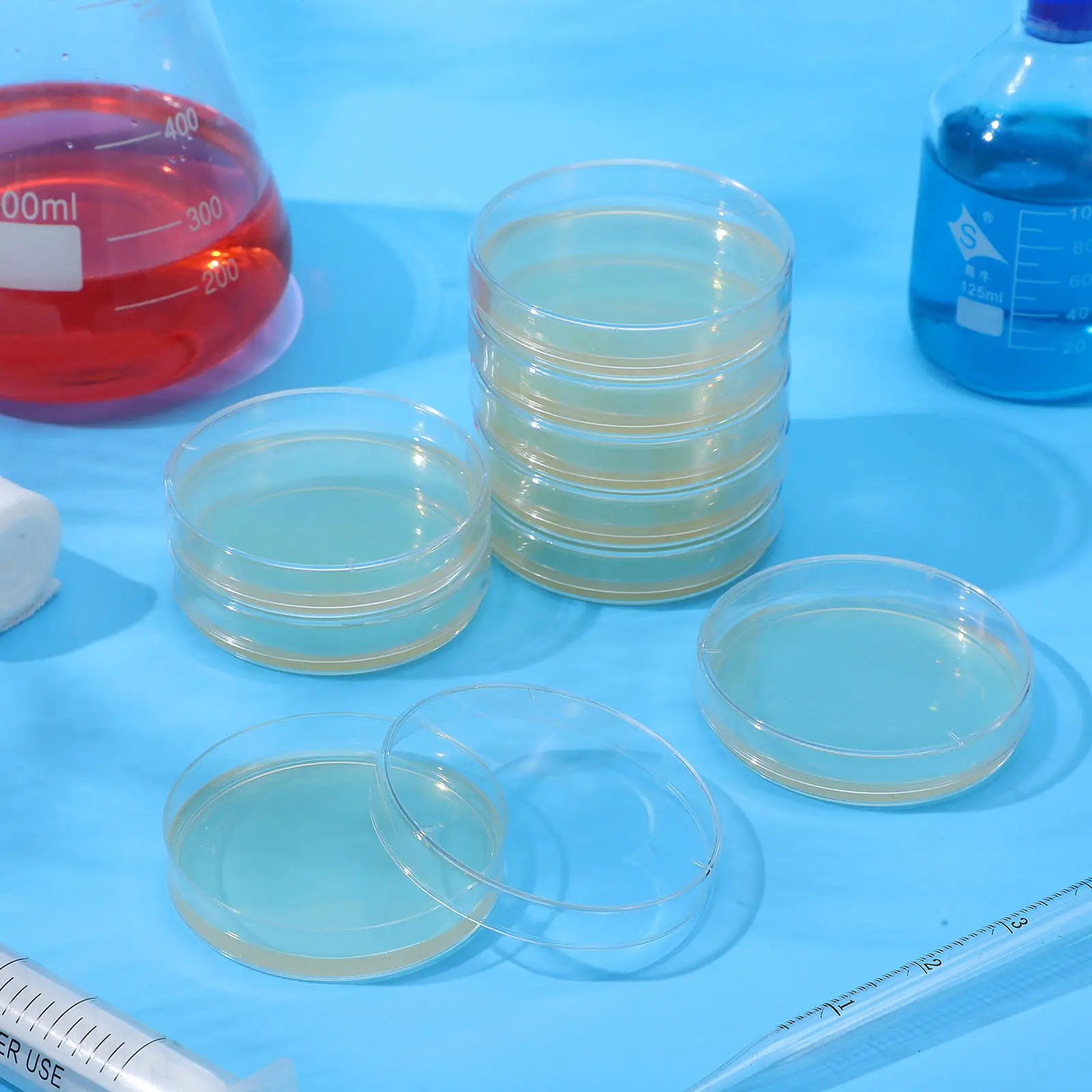 10 placas de agar prellenadas para laboratorio de investigación, placas Petri con nutrientes prellenados, suministros para experimentos científicos