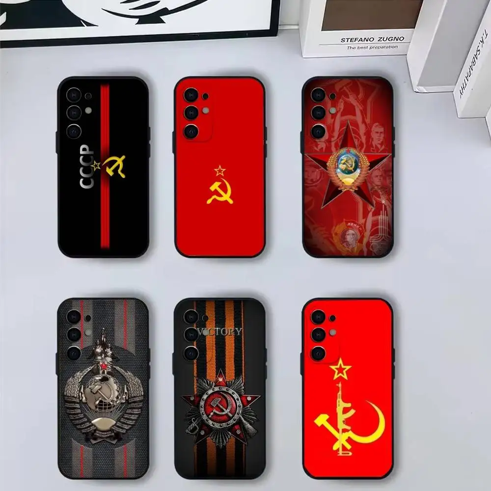 

Great U-USSR R-Russian B-Banners Phone Case For Samsung S25,S24,S21,S22,S23,S30,Ultra,S20,Plus,Fe,Lite,Note,10,Black Cover
