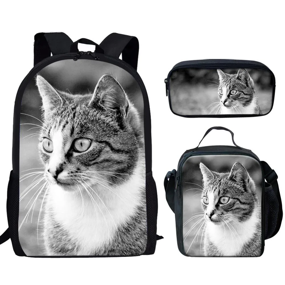 

Trendy Youthful Maine Coon Cat 3D Print 3pcs/Set Student Travel bags Laptop Daypack Backpack Lunch Bag Pencil Case